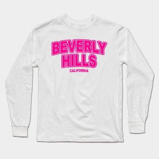 Beverly Hills California Pink Long Sleeve T-Shirt